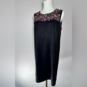 Ultrasuede-like sleeveless dress with embroidery accents